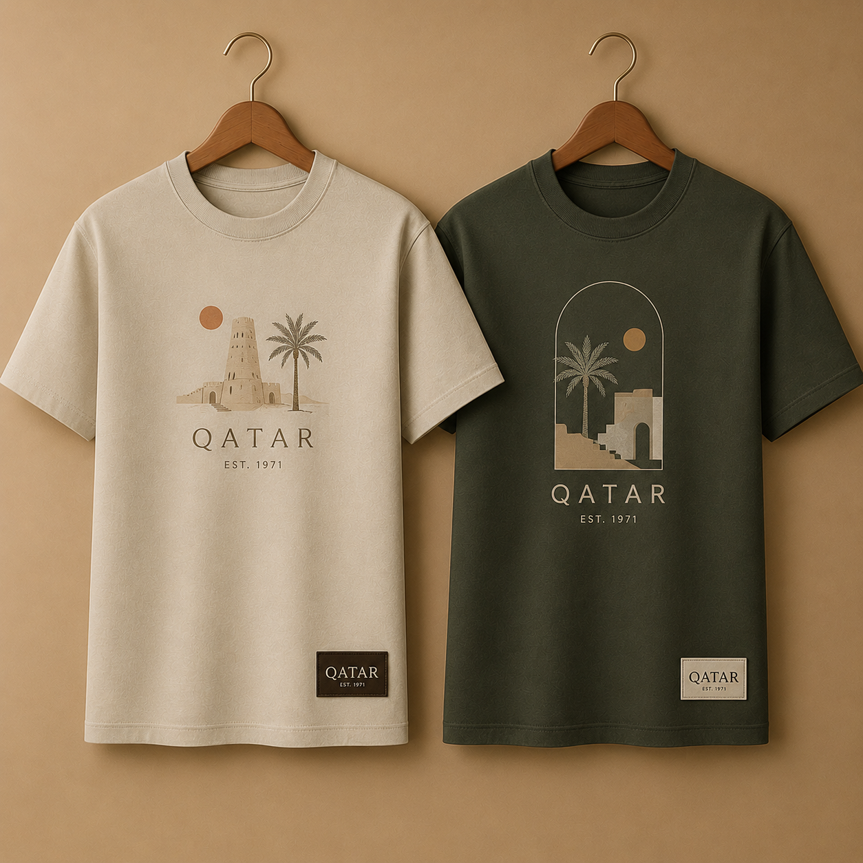 Palm Street Bundle of 2 Printed T-Shirts - PBUN2TSQA3 - Green Cream