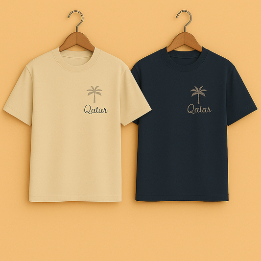 Palm Street Bundle of 2 Printed T-Shirts - PBUN2TSQA2 - Cream Navy Blue