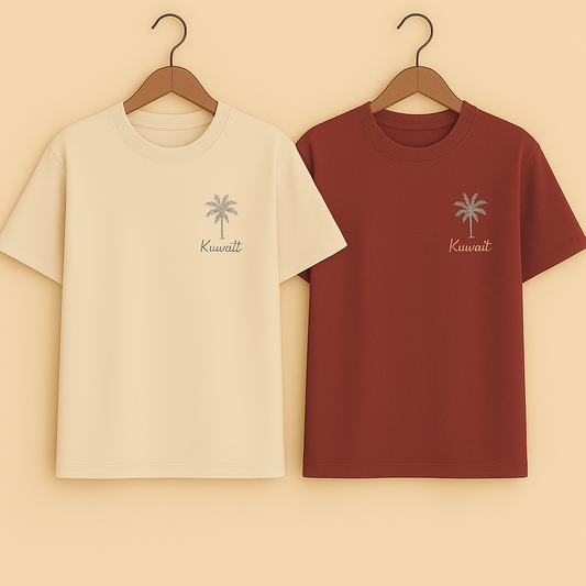 Palm Street Bundle of 2 Printed T-Shirts - PBUN2TSKU2 - Cream Maroon