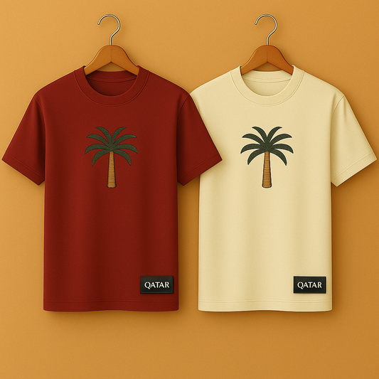 Palm Street Bundle of 2 Printed T-Shirts - PBUN2TSQA1 - Cream Maroon